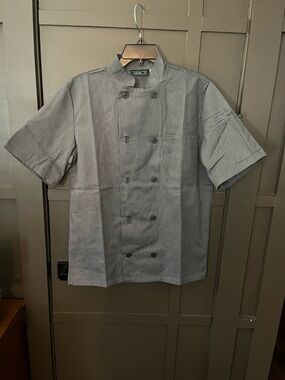Chef Wear Chef Jacket Short Sleeve in Grey Size XS (Run Big) Unisex